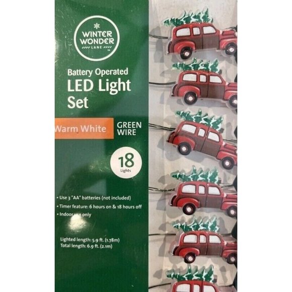 Christmas Tree Vintage Woody Automobile 18 Mini String Led Holiday Lights New - Picture 2 of 5